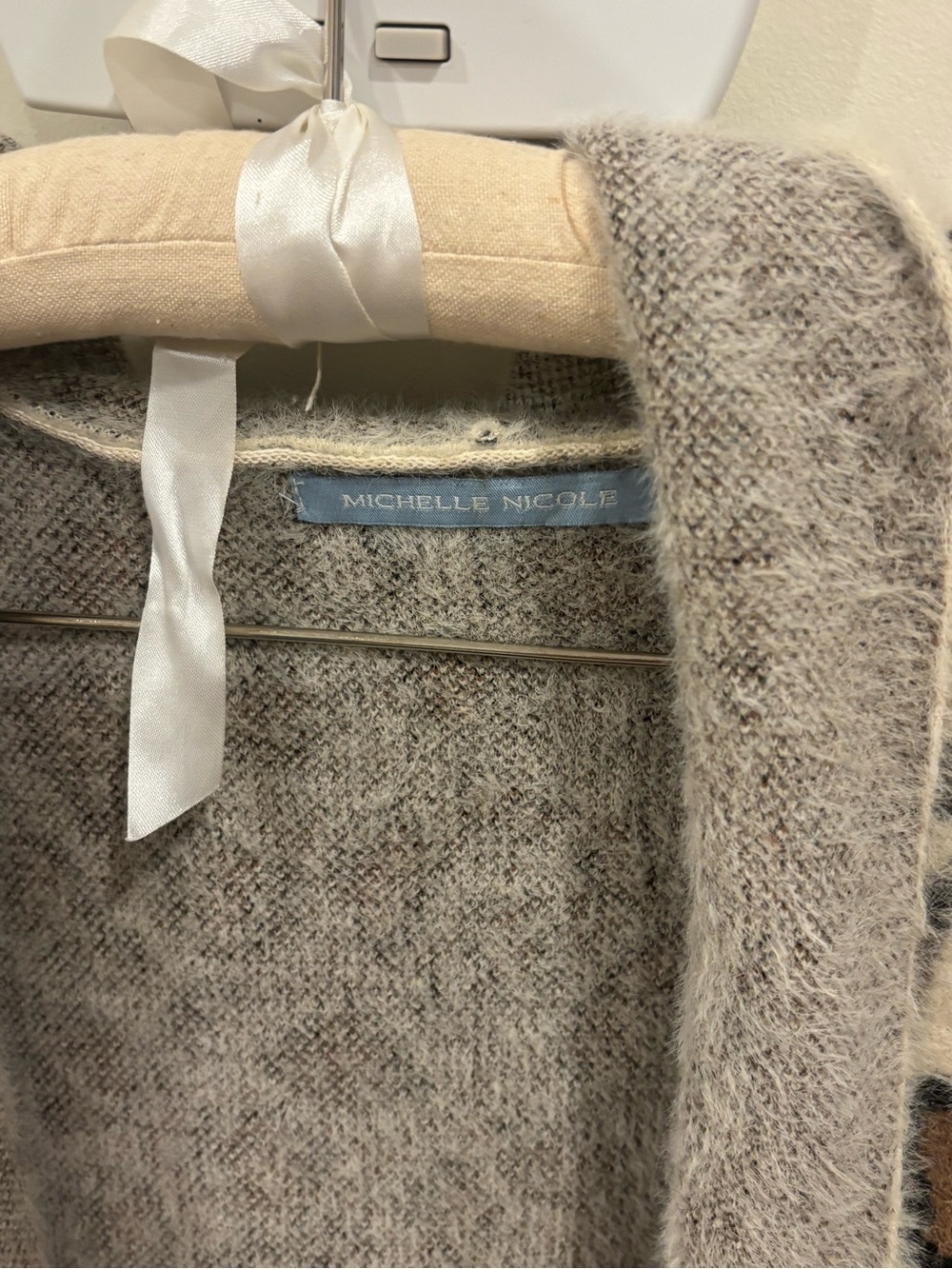 Michelle Nicole Leopard-Print Teddy Sweater in Cream and Brown Super Soft - Picture 4 of 4